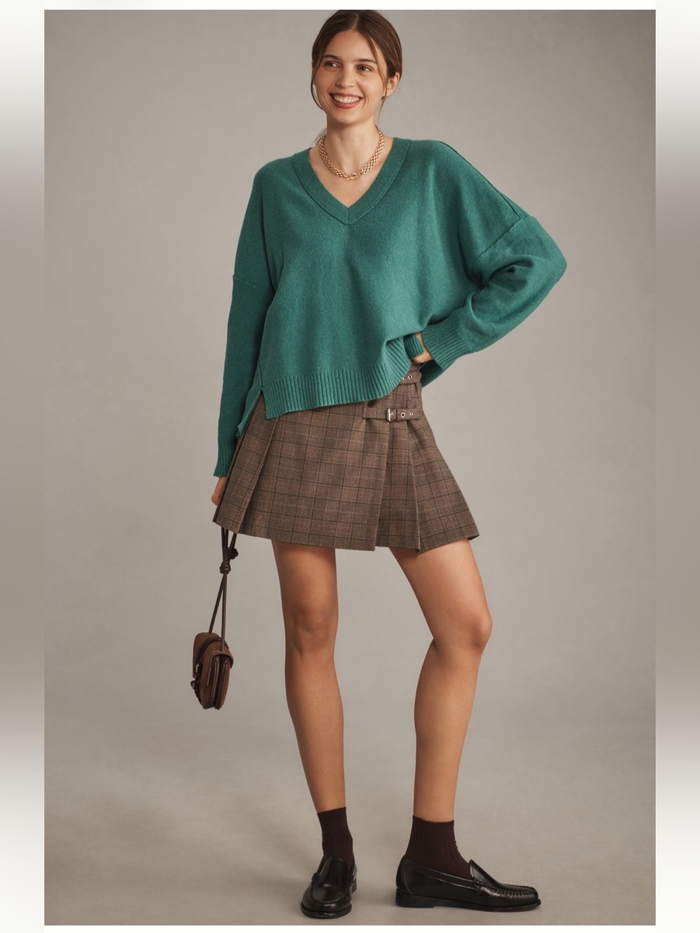Mauve Anthropologie Relaxed V Neck Sweater